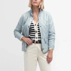 Womens Barbour Flyweight Cavalry Quilt in Stone Blue
